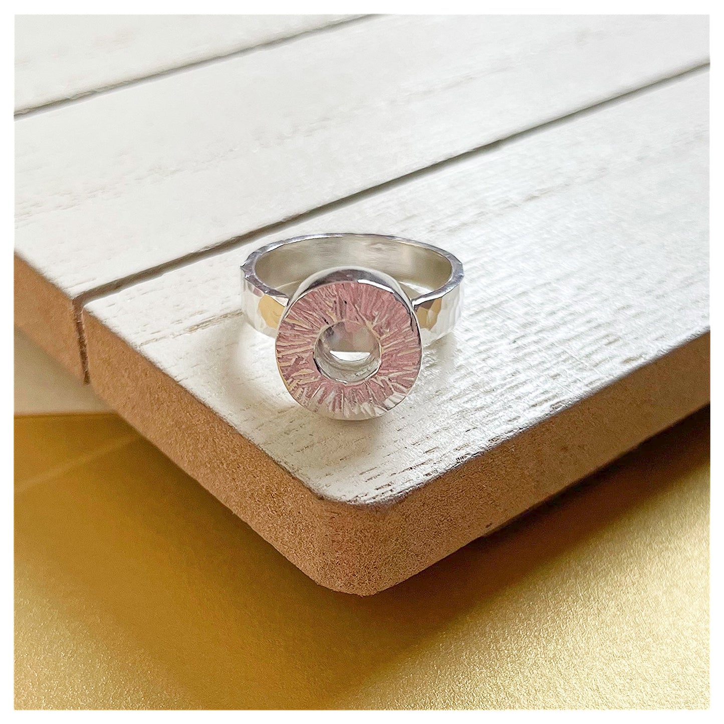 Sterling Silver Large Textured Donut Ring.