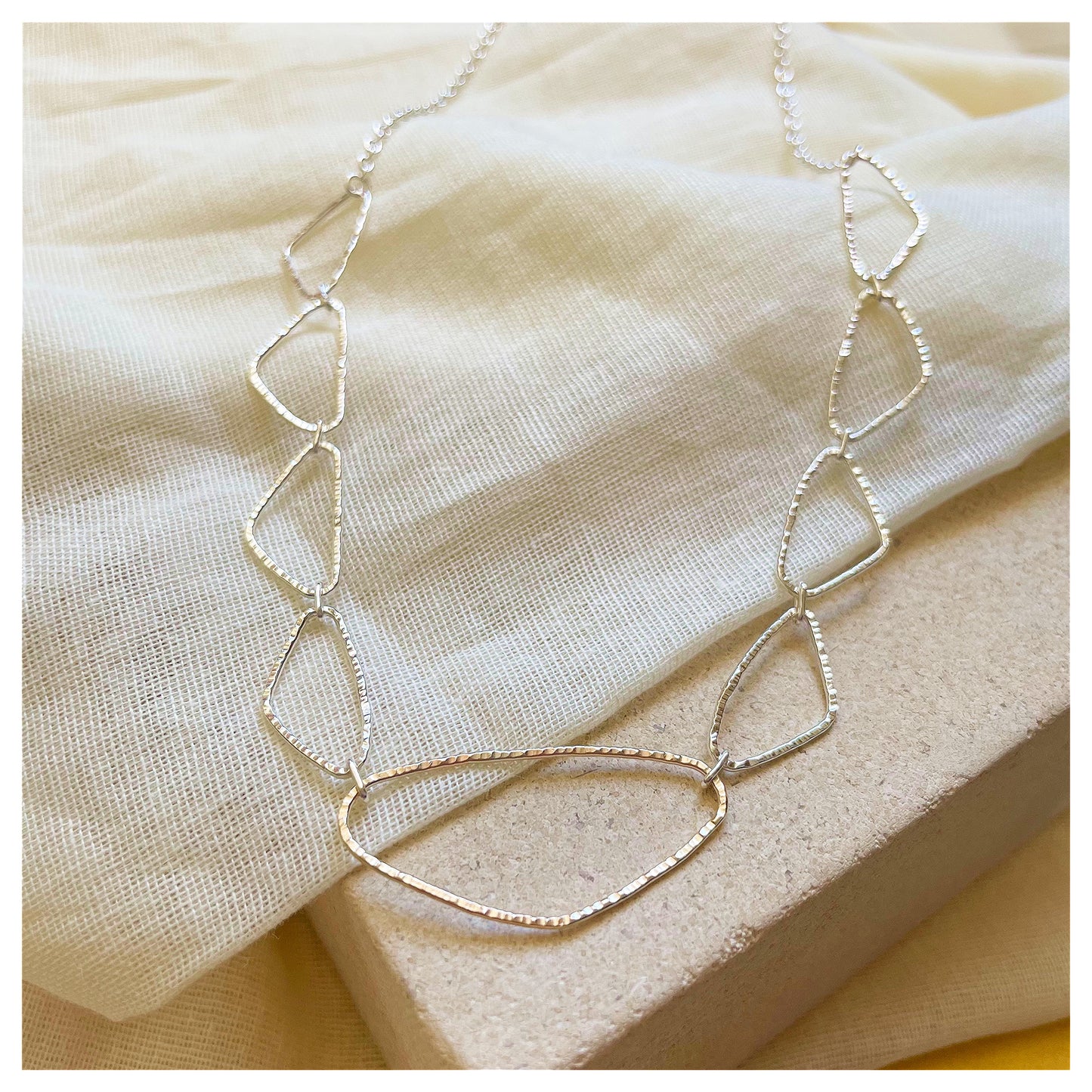 9ct Yellow Gold and Silver Organic Link Chain Necklace