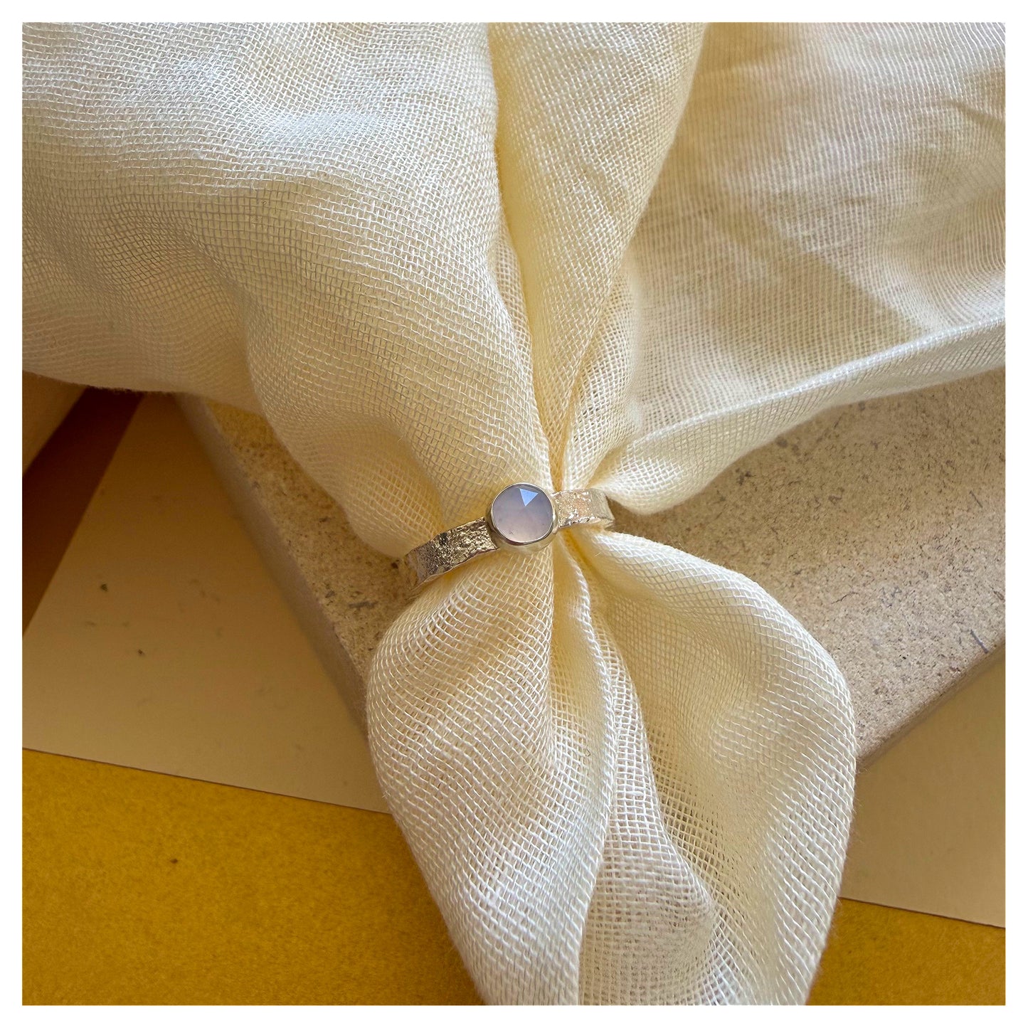 Sterling Silver and Chalcedony Organic Textured Ring