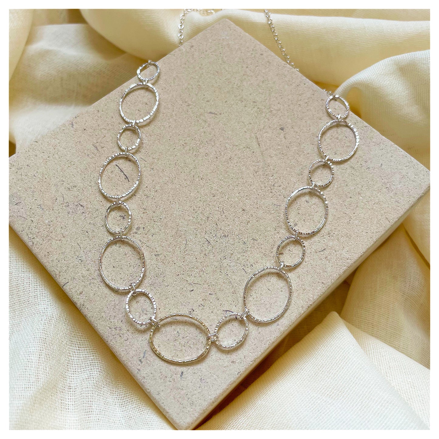 9ct Yellow Gold and Sterling Silver Oval Link Handmade Chain.