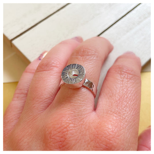 Sterling Silver Large Textured Donut Ring.