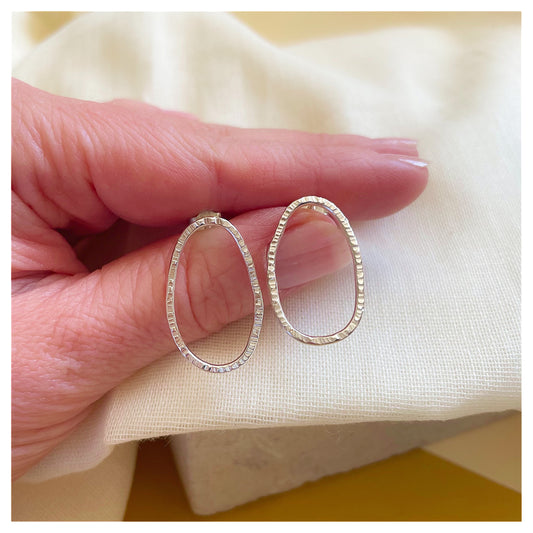 Sterling Silver Textured organic Pebble Stud earrings.