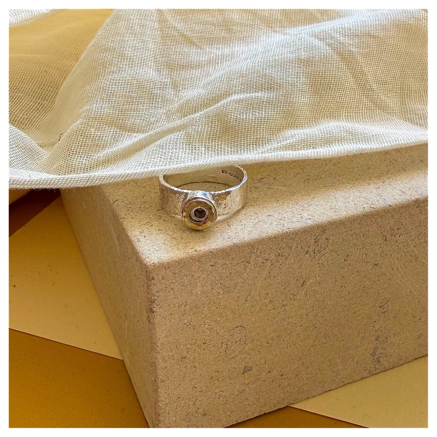 9ct Yellow Gold and Sterling Silver Textured Donut Ring (1)
