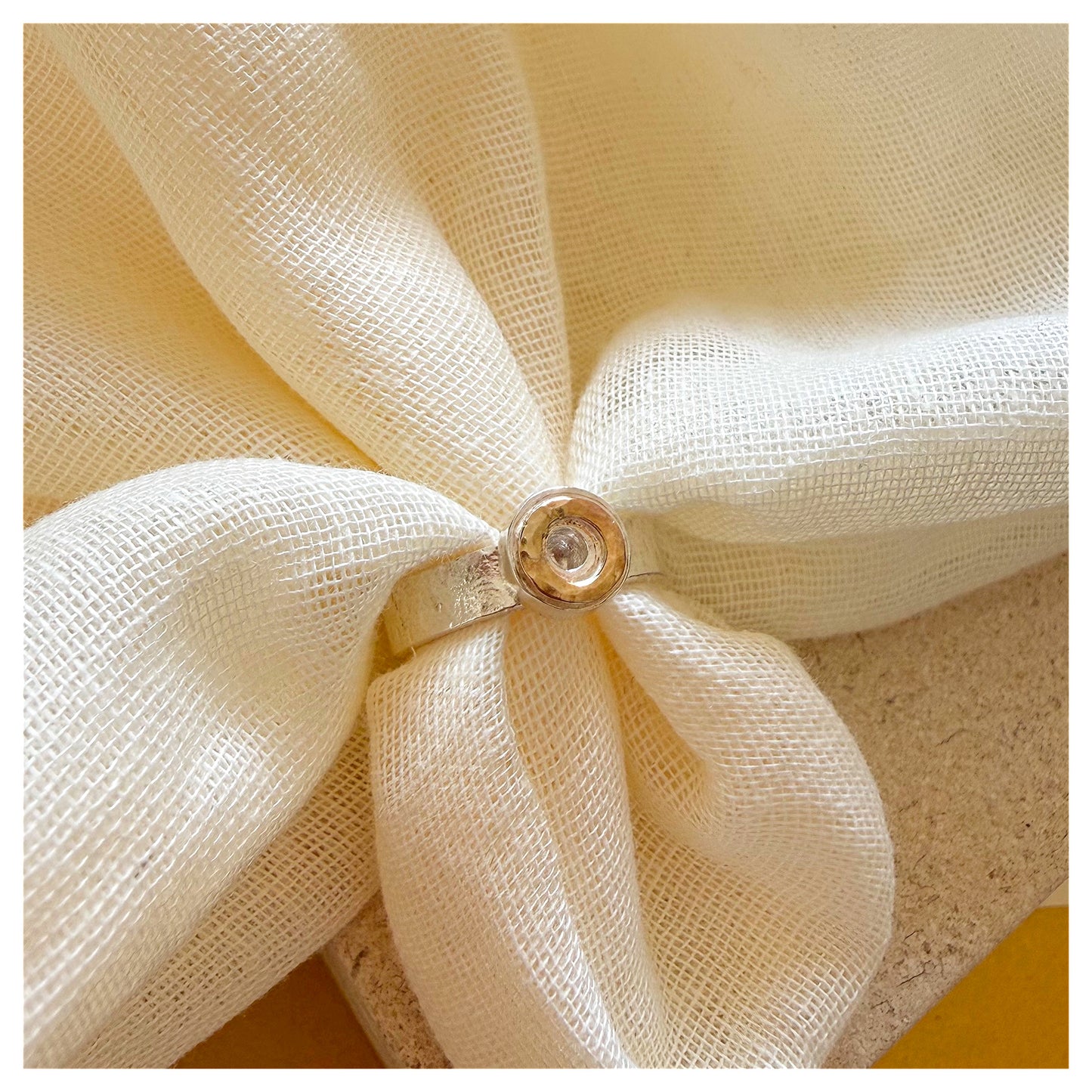 9ct Yellow Gold and Sterling Silver Textured Donut Ring. (2)