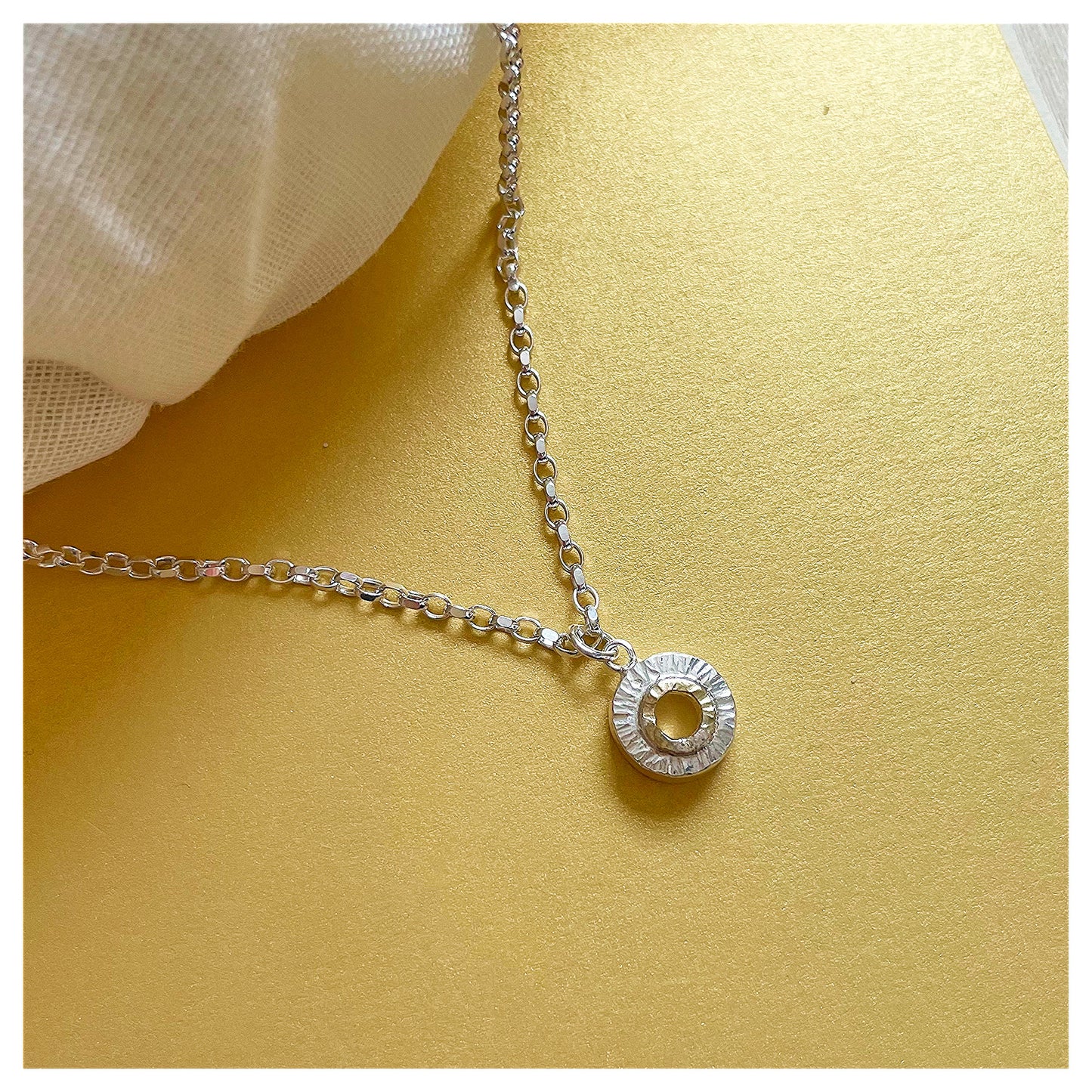 Sterling Silver and 9ct Yellow Gold Halo Large Donut Pendant