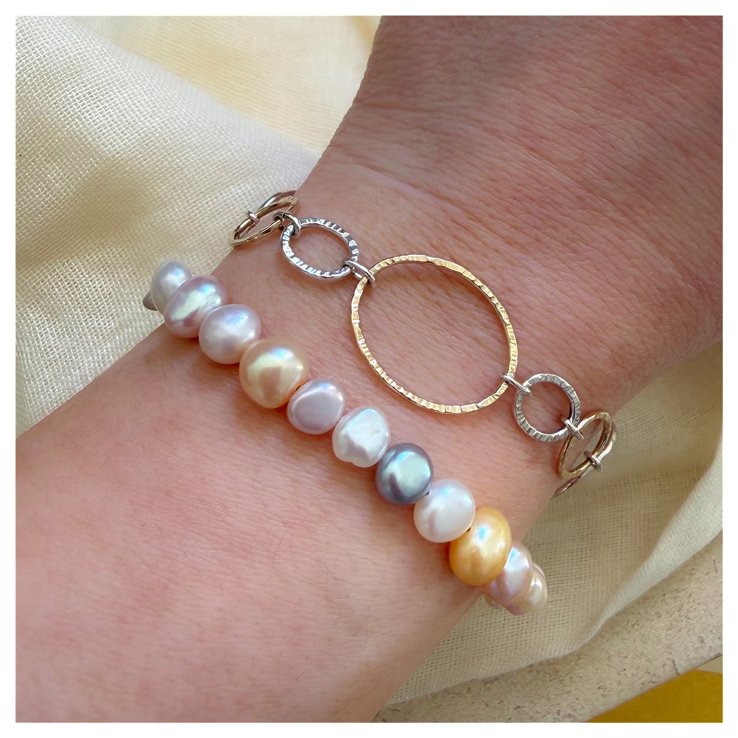 Sterling Silver Pink Tone Freshwater Pearl Bracelet