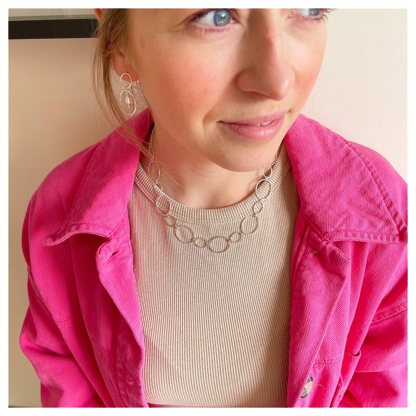 9ct Yellow Gold and Sterling Silver Oval Link Handmade Chain.