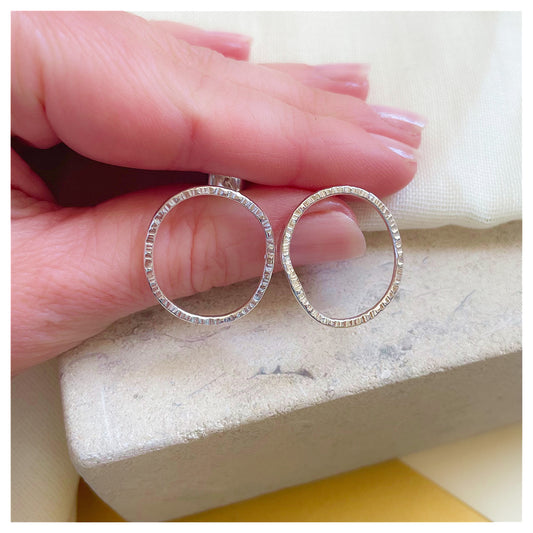 Sterling Silver Textured organic Pebble Stud earrings. (1)