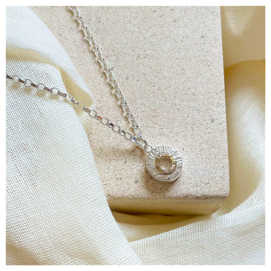 Sterling Silver and 9ct Yellow Gold Halo Large Donut Pendant