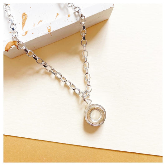 Sterling Silver and 9ct Yellow Gold Halo Large Donut Pendant