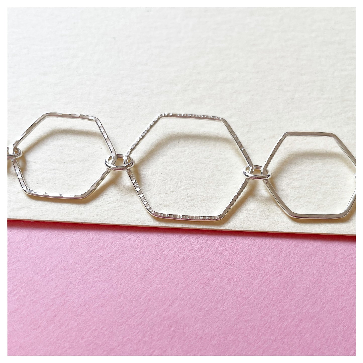 Sterling Silver Handmade Hexagonal Link Bracelet