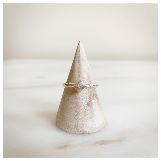 Sterling Silver Sideways Square Textured Ring.