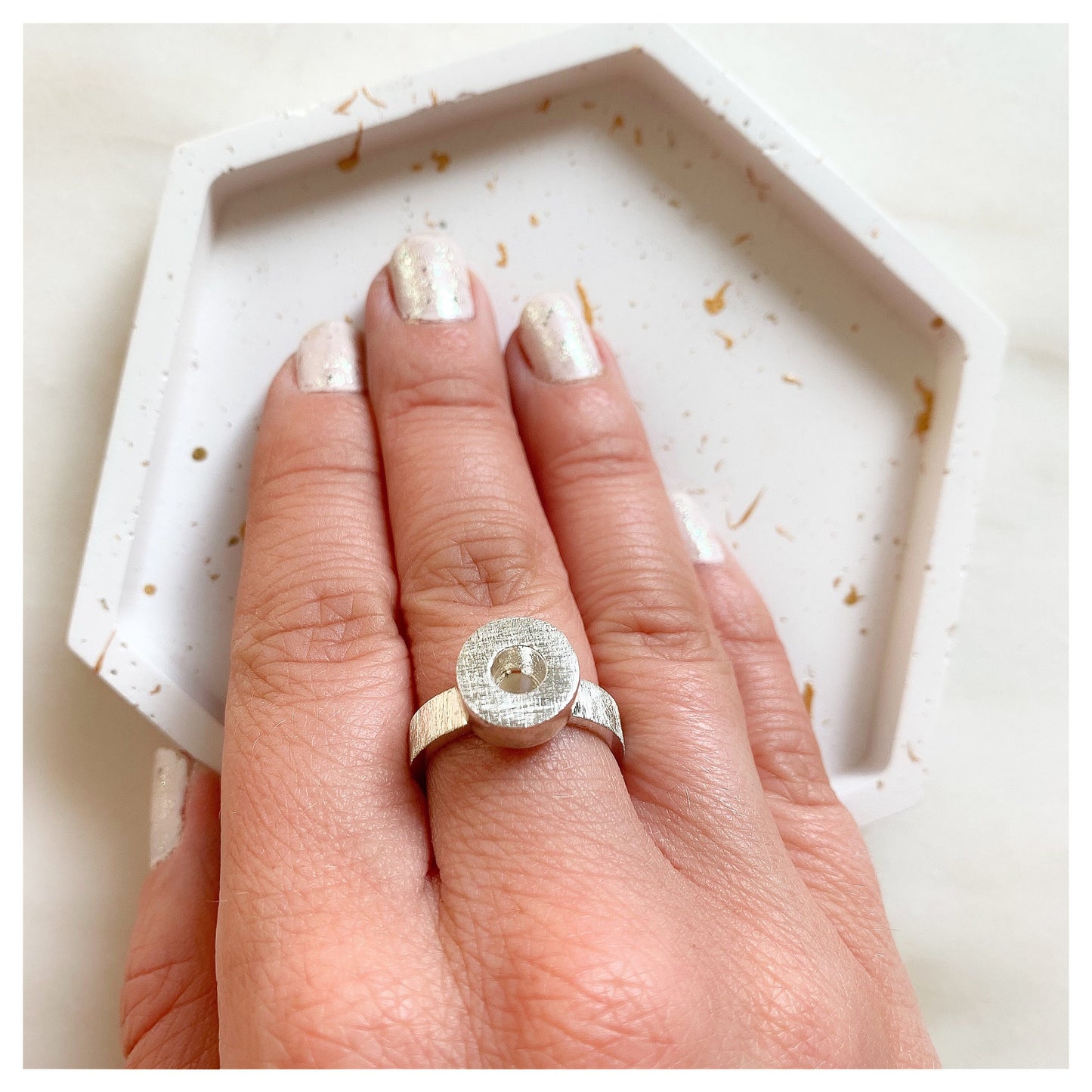 Sterling Silver Large Textured Donut Ring