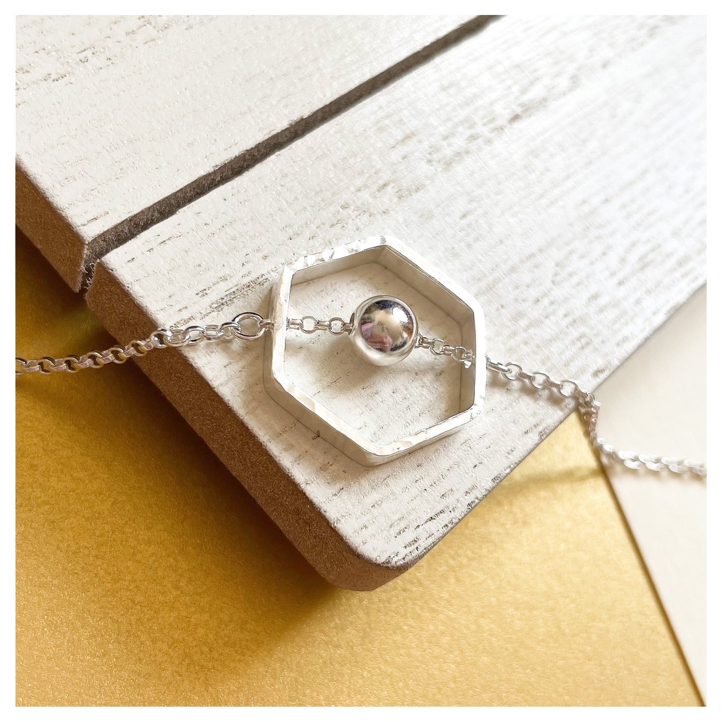 Sterling Silver Hexagonal Bracelet with Bead