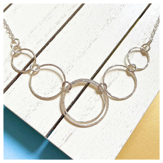 Sterling Silver Handmade Circular Link Necklace.